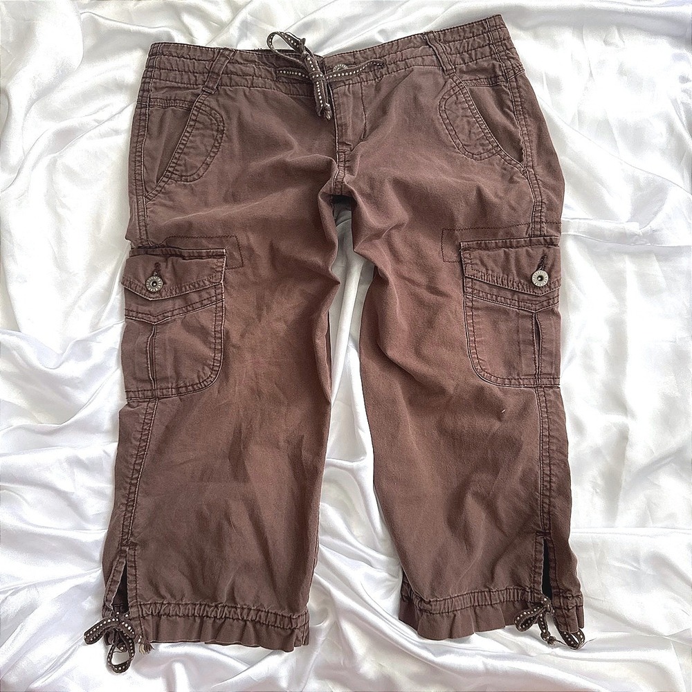 Duck Head Jeans Co Brown Cargo Capri Pants Womens Size 3 Y2K Utility Cropped